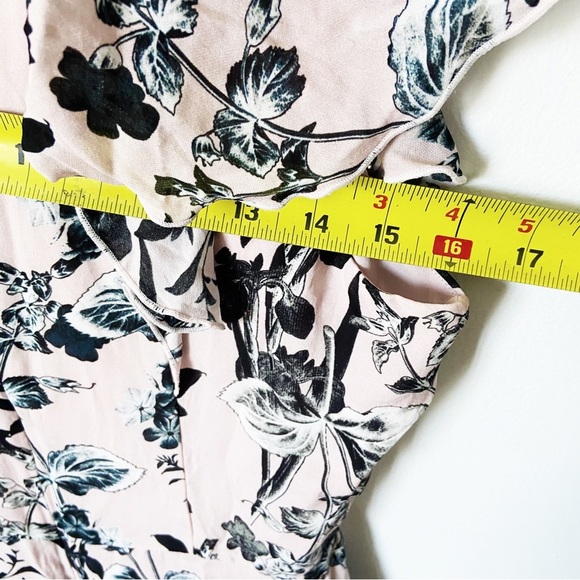 Parker silk light pink & black floral print tiered dress 4 - Picture 8 of 8